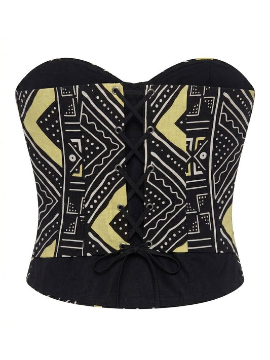 Haut Bustier Bogolan Heritage en wax 100% coton
