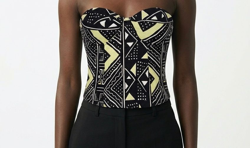 Haut Bustier Bogolan Heritage en wax 100% coton