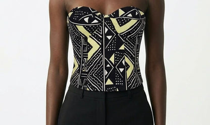 Haut Bustier Bogolan Heritage en wax 100% coton