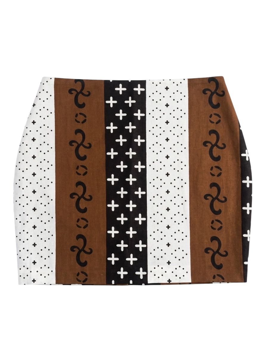 Mini jupe Sienne et Ébène en wax 100% coton
