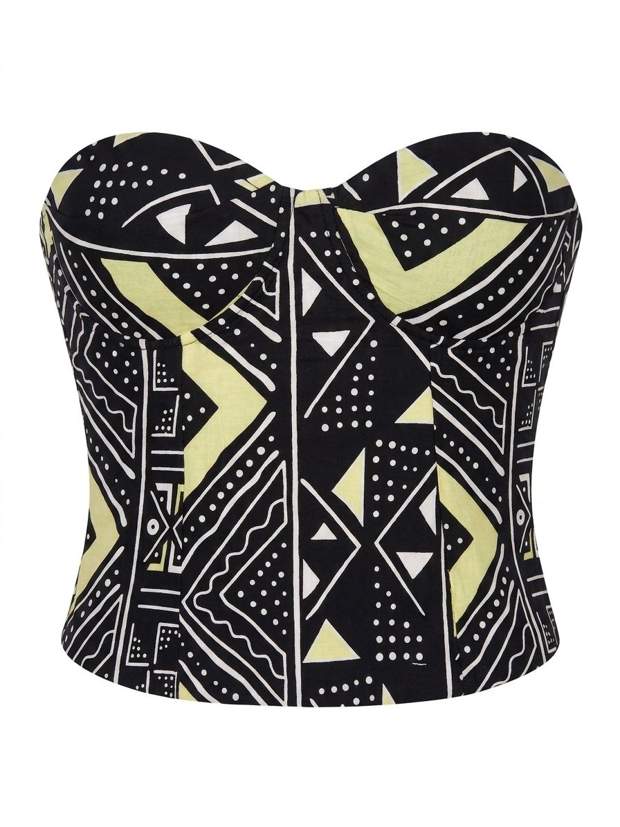 Haut Bustier Bogolan Heritage en wax 100% coton