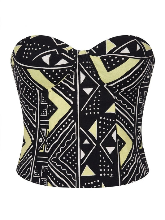 Haut Bustier Bogolan Heritage en wax 100% coton