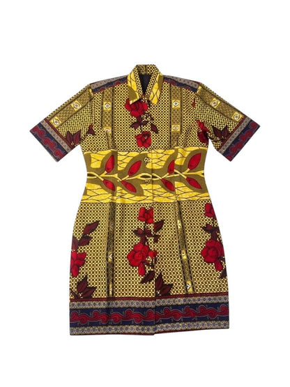 Robe Working Lady en forme de chemise en wax 100 % coton